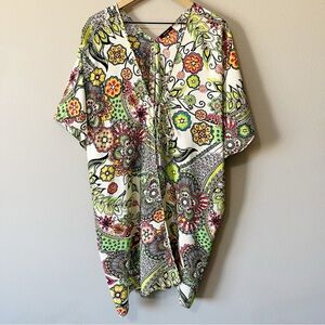 Natori Peizuri Getaway Wrap Floral Paisley Champagne Tie Front Size Small/Medium